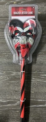 Krazed Jester Cane 40” Staff Black Red Harlequin Costume Halloween Cosplay - Image 1 of 4