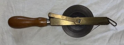 DDR 20 m metro in acciaio massiccio in telaio in ottone manico in legno misura a nastro in acciaio metro a rullo - Immagine 1 di 4