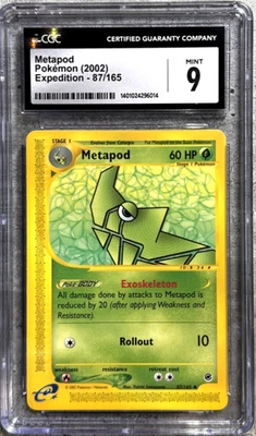 Pokemon Card Metapod CGC 9 Mint, e-Reader Expedition 87/165, WOTC 2002 (1) - Image 1 of 4
