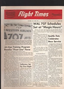 WESTERN AIRLINES HOUSE ORGAN HORARIOS DE VUELO, MAYO 1960 - Imagen 1 de 2