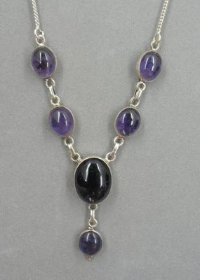 Collar de plata de ley 925 colgante con piedras moradas amatista Foto 1 de 4
