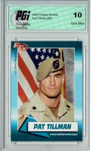AMERICAN HERO! 2004 Pat Tillman US Army Rangers Rookie Review Card PGI 10
