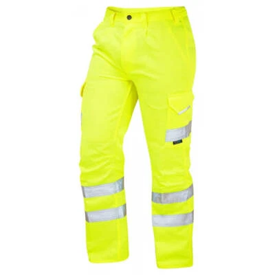 Leo Workwear BIDEFORD Leo EcoViz Poly/Cotton Cargo Trouser - Hi-Vis Yellow