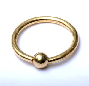 14k Solid Yellow Gold Helix Piercing Seam Ring With 2mm Fixed Bead (18g) - Picture 1 of 1