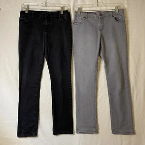 The Children's Place Girls Super Skinny Jeans 2 Lot, Size 12 Sky Wash And Black  - Picture 1 of 10