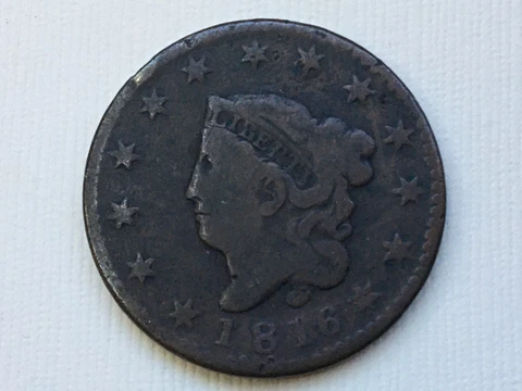 1816 Coronet Head Large Cent — VG—Details Cover