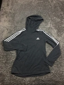 Adidas Hoodie Womens Size Small Gray White Striped Light Weight - Picture 1 of 10