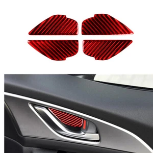 4X Door Handle Panel Trim Interior Carbon Fiber For MAZDA 3 Axela 2014 17-18 Red - Bild 1 von 12