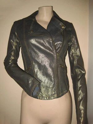 NWT $90 Rock & Republic Metallic Gold “Baroque Deluxe” Zippered Slim Jacket XS - Image 1 of 4