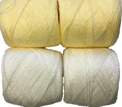 Hilo de encaje de cristal. Colores amarillo/crema acrílico/rayón. 900 yardas cada uno. 1 juego de 4 Foto 1 de 3