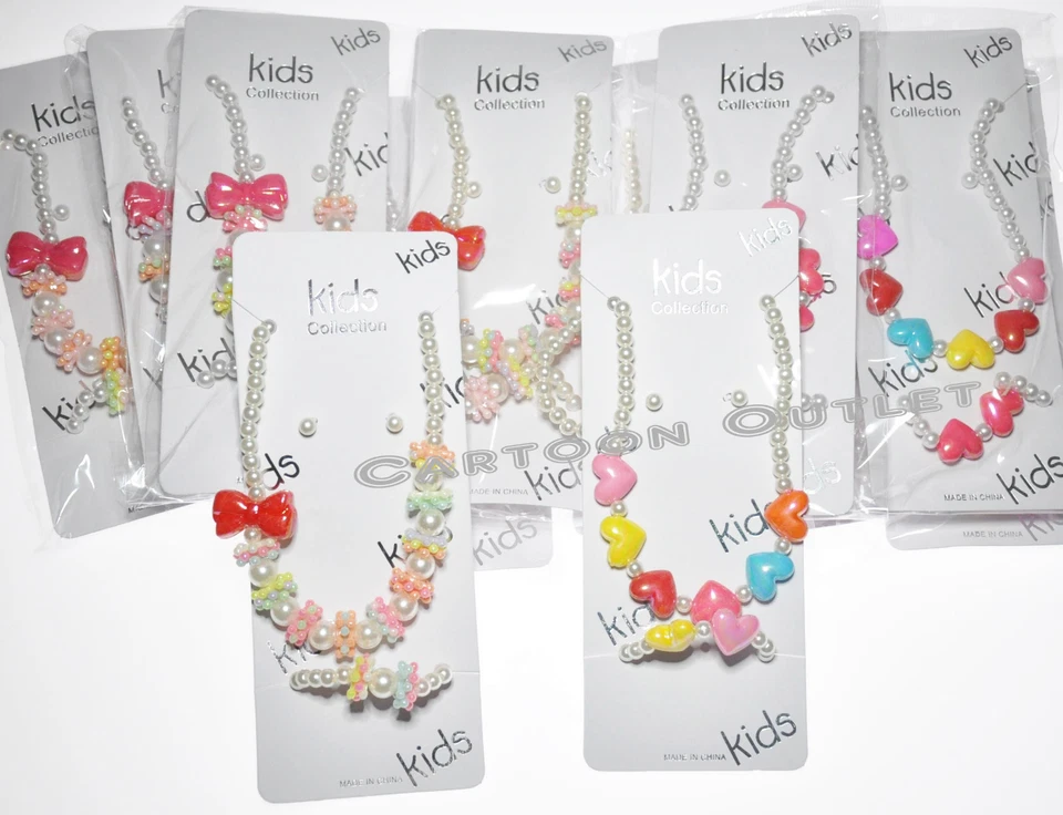 6 件套项链耳环手链 12 件套女孩儿童珍珠珠耳饰 — 第 1/1 张图片