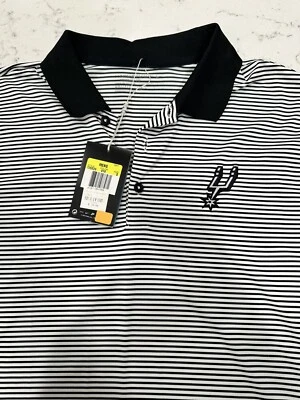 San Antonio Spurs Nike Polo Shirt Drifit Men’s Small Striped Black White NWT - Image 1 of 4
