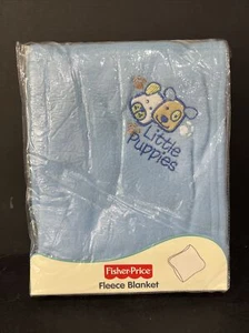 Fisher Price Fleecedecke 2007 Paket blau Baby Junge bestickt Welpe 30x40 - Bild 1 von 3