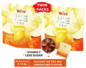 Tea Lemon Lime BOH ICE Instant Tea Mix Less Sugar Twin Pack x 20 Sachets - Picture 1 of 5