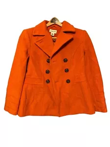 St. John's Bay Damen Pea Mantel Wollmischung gefüttert Kragen orange Gr. Small - Bild 1 von 12