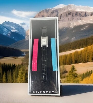 🔥 Givenchy • Ladies Wrist Watch Rhinestone Faux Crocodile Straps Black - Image 1 of 4