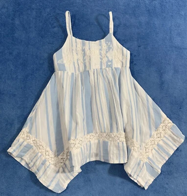 Tommy Bahama Sundress 18 Months Blue White Girls Crochet /Embroidery Trim Foto 1 de 4