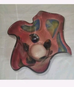 XL ADAM JABLONSKI Polish Art Glass Fruit Bowl Signed 14" Centerpiece Rare Piece - Picture 1 of 17