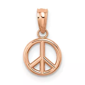 14k Rose Gold Polished Peace Symbol Charm Pendant - Picture 1 of 8