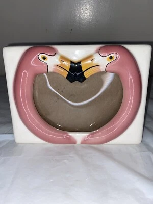 Ceramic pink Flamingo heart Picture Frame 7 1/2" x 5 1/2" - Image 1 of 4