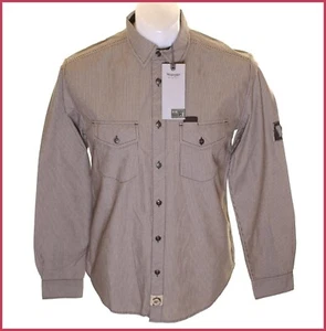 New Men's Authentic Wrangler Long Sleeve Striped Shirt Small Medium Brown - Picture 1 of 2