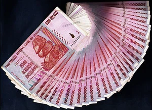 25 x 5 Milliarden Dollar Simbabwe Banknoten AA AB 2008 echt Währung mit COA - Bild 1 von 3
