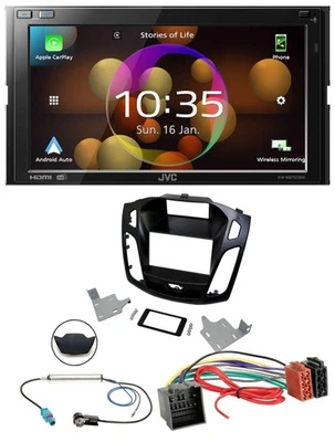 JVC DAB MP3 2DIN Bluetooth USB Autoradio für Ford Focus ab 2018 schwarz - Bild 1 von 4