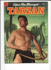 Tarzan #45 **LEX BARKER PHOTO COVER!** Dell 1952; Marsh Art! **NICE F/VF 7.0!!** - Picture 1 of 2