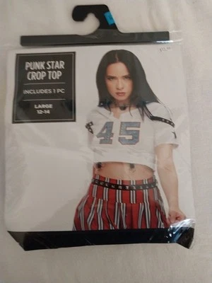 Панк звезда укороченный верхний костюм для Хэллоуина женский размер большой 12-14 новый - Изображение 1 из 4