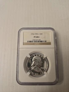 1956 Type 2 Franklin Half Dollar Proof Silver 50c, NGC, PF 68 * STAR  - Picture 1 of 4