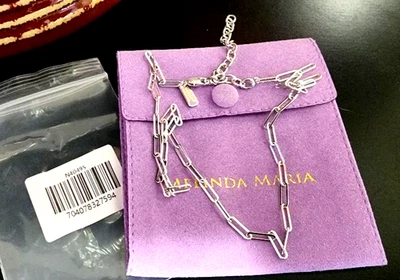 MELINDA MARIA Baby Samantha Chain Necklace Silver Tone NEW/POUCH + GIFT! - Image 1 of 3