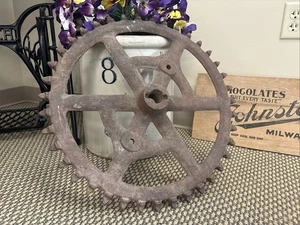 Antique 21” Cast Iron Gear Vintage Sprocket Steampunk Industrial Cog Farm Wheel - Picture 1 of 24