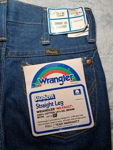 Vintage Wrangler Student Straight Leg Jeans 25x30 Deadstock NWT 70s Made in USA - Picture 1 of 12