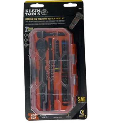 Klein Tools 65235 Deep Well Heavy-Duty Flip Socket Set SAE Ratchet Modbox Knect - Image 1 of 4