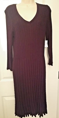 Новый бордовый красный свитер платье шерсти смесь кабель трикотажа v-образным вырезом длинным рукавом XL - Изображение 1 из 4