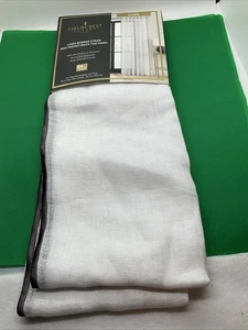 Fieldcrest Luxury Linen Border Stripe 50" L x 84" L Asta Tasca/Pannello Tab Posteriore-NUOVO - Foto 1 di 3