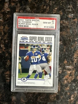 Tarjeta de novato Topps Special Eli Manning Super Bowl XXXIX 2004 PSA 10 gemas como nueva Foto 1 de 2