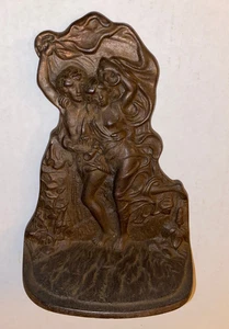 Antikes Gifthouse NYC 1927 romantisches Paar Gusseisen Buchstütze Statue 6,5" Deko - Bild 1 von 12