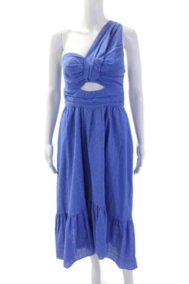 ALC Mujeres Vestido Solero Ajuste y Acampanado Azul Midi Algodón Paisley Cremallera Talla 6 Foto 1 de 4