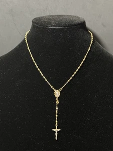 Vintage Sterling Silver 925 Mom Jordan Gold Tone Rosary Necklace - Picture 1 of 19