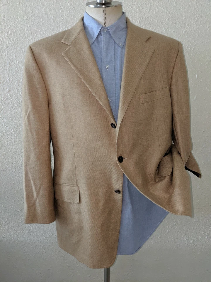 New SAKS 5TH AVE 44R PURE CASHMERE brown Tweed 2-Vent Sport Coat Jacket Blazer - Image 1 of 4