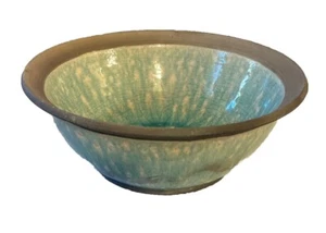 Artisan Bowl Decorative Only Signed Turquoise & Grey MCM Contemporary - Picture 1 of 12