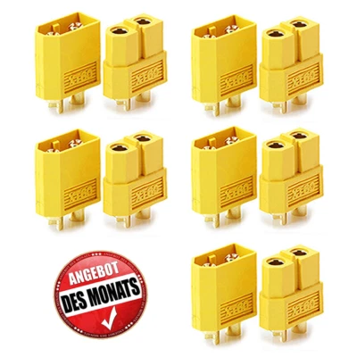 ✅ 1-25 Paar XT60 Stecker Buchse Goldstecker 5 10 20 Lipo Akku, Schrumpfschlauch - Bild 1 von 4