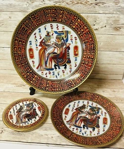 Lutana Ancient Egyptian Scene Plates Set Of 3 (10”, 8”, 5”) - Picture 1 of 8