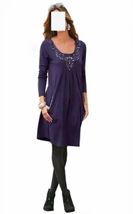 Together JERSEY KLEID LILA LANGARM GR. 48 0714461434 - Bild 1 von 3