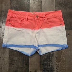Lei Shorts Womens 9 Juniors White Ashley Hot Pants Low Rise Cuffed Dip-Dye Denim - Picture 1 of 10