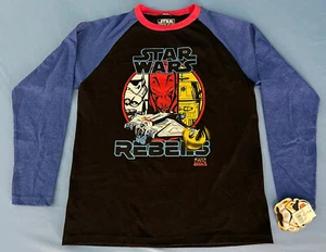 Disney Star Wars Rebels Long Sleeve Black & Blue Large T-Shirt - New With Tags - Picture 1 of 7