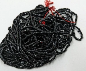 Hank Antique Glass French 10/0 Cut Faceted Beads Opaque Black Victorian 54g - Picture 1 of 5
