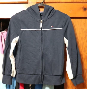Tommy Hilfiger Hoodie Navy Blue Full Zip Pockets Youth Medium YM 8/10 - Picture 1 of 7