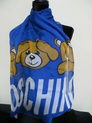 NUEVO CON ETIQUETAS BUFANDA MOSCHINO 100% SEDA 70x180cm/27"x70" LARGO HECHO EN ITALIA Foto 1 de 4